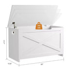 Banc de rangement à abattant, une place, 30", blanc mat / couleurs rétro / frêne délavé