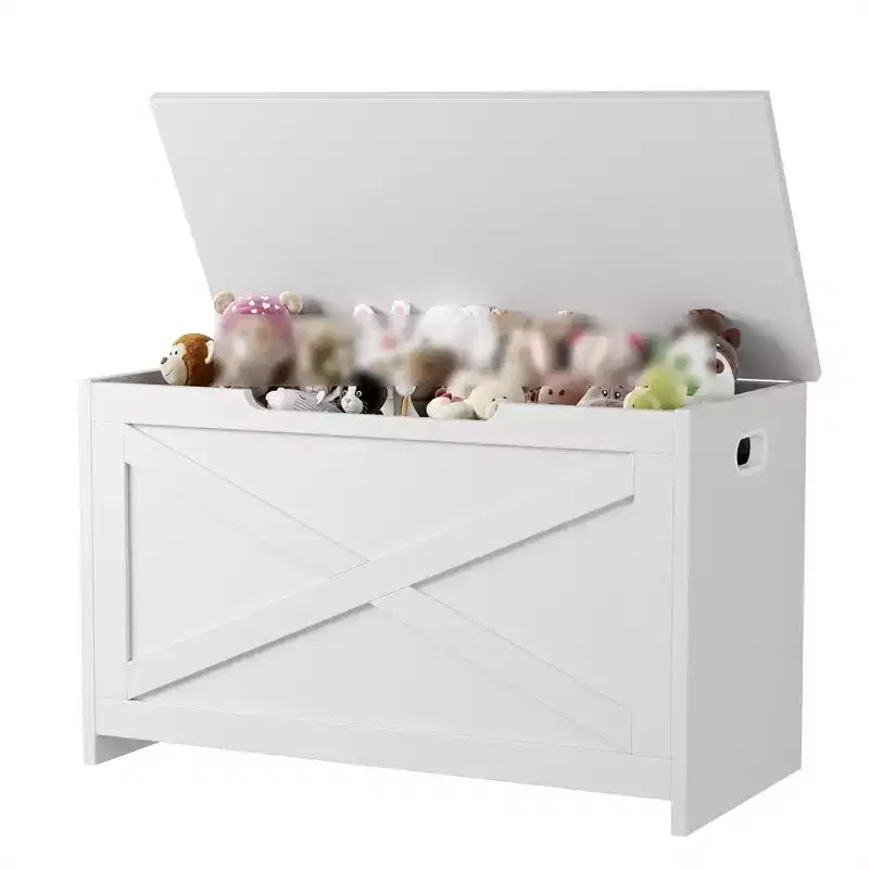 Banc de rangement à abattant, une place, 30", blanc mat / couleurs rétro / frêne délavé