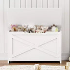 Banc de rangement à abattant, une place, 30", blanc mat / couleurs rétro / frêne délavé