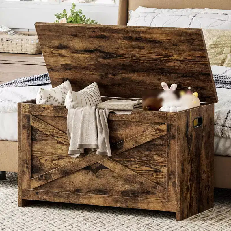 Banc de rangement à abattant, une place, 30", blanc mat / couleurs rétro / frêne délavé