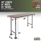 Console en acier gris et pin marron, assemblage par 1 personne, 122 cm L