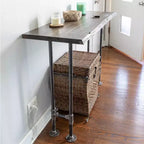 Console en acier gris et pin marron, assemblage par 1 personne, 122 cm L
