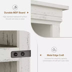 Bibliothèque à 5 étagères avec armoire de rangement Gris / Blanc antique / Chêne foncé, assemblage par 1 personne