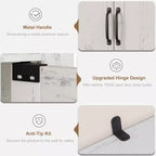 Bibliothèque à 5 étagères avec armoire de rangement Gris / Blanc antique / Chêne foncé, assemblage par 1 personne