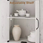 Bibliothèque à 5 étagères avec armoire de rangement Gris / Blanc antique / Chêne foncé, assemblage par 1 personne