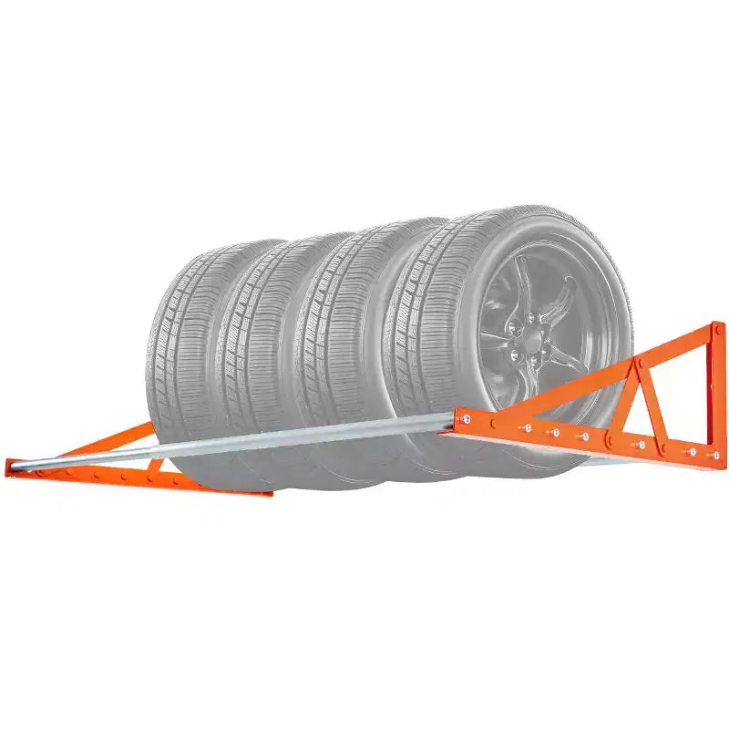 VEVOR Wall Mounted Tire Rack, 31 - 56 Adjustable Tire Rack, Q235 Heavy-Duty Steel Tire Storage Rack, Max 400lbs Load Capacity, Orange