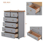 Commode rustique en bois gris/blanc à 6 tiroirs, assemblage par 1 personne