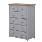 Commode rustique en bois gris/blanc à 6 tiroirs, assemblage par 1 personne