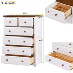 Commode rustique en bois gris/blanc à 6 tiroirs, assemblage par 1 personne