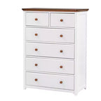 Commode rustique en bois gris/blanc à 6 tiroirs, assemblage par 1 personne