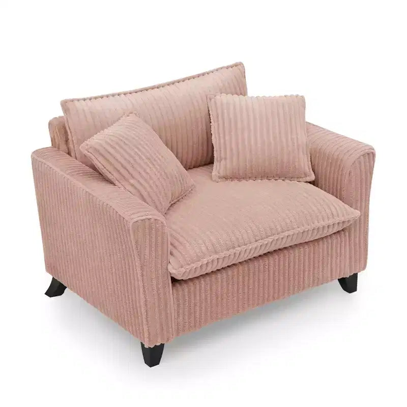 Canapé à dossier capitonné en velours côtelé – Beige / Noir / Rose, 1 place