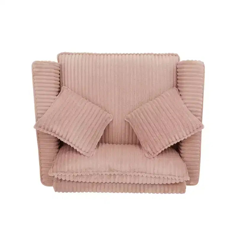 Canapé à dossier capitonné en velours côtelé – Beige / Noir / Rose, 1 place