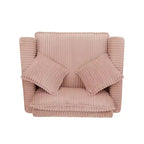 Canapé à dossier capitonné en velours côtelé – Beige / Noir / Rose, 1 place