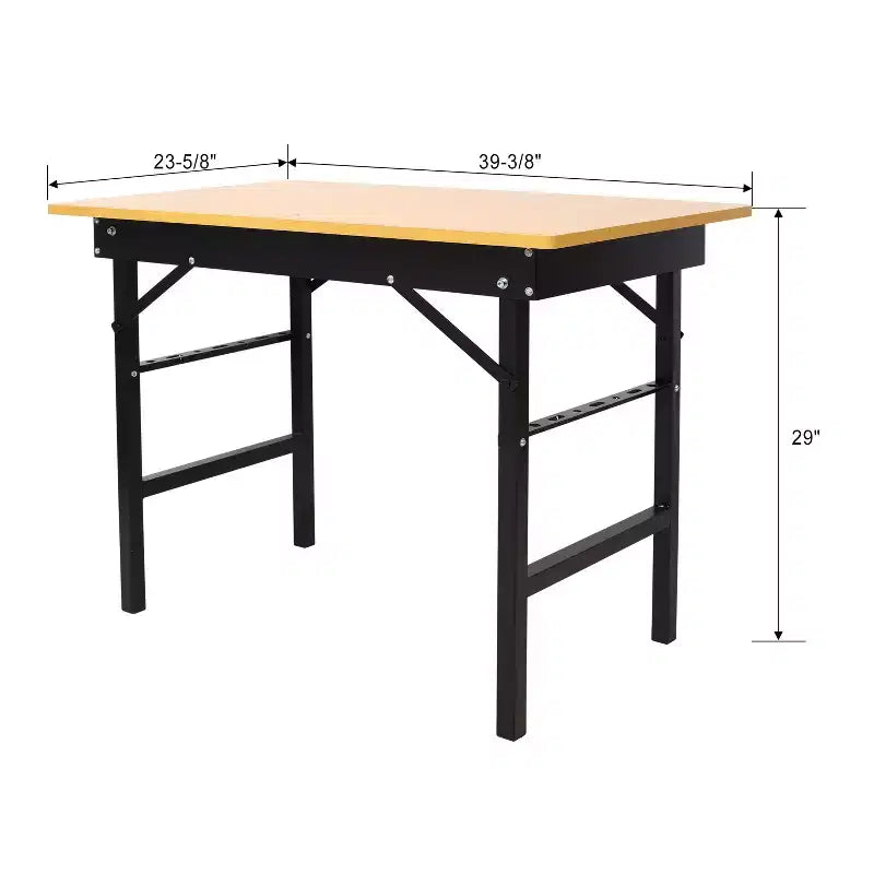Bureau pliant marron et noir, rectangulaire, 2 places