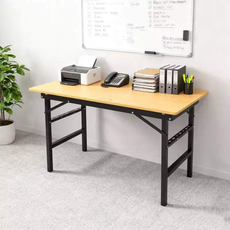 Bureau pliant marron et noir, rectangulaire, 2 places