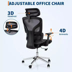 Chaise de bureau ergonomique à dossier haut en maille, noire/grise pour 1 personne
