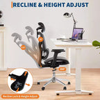 Chaise de bureau ergonomique à dossier haut en maille, noire/grise pour 1 personne