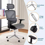 Chaise de bureau ergonomique à dossier haut en maille, noire/grise pour 1 personne