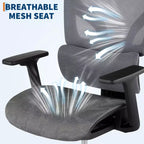 Chaise de bureau ergonomique à dossier haut en maille, noire/grise pour 1 personne