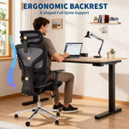 Chaise de bureau ergonomique à dossier haut en maille, noire/grise pour 1 personne