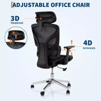 Chaise de bureau ergonomique à dossier haut en maille, noire/grise pour 1 personne