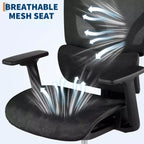 Chaise de bureau ergonomique à dossier haut en maille, noire/grise pour 1 personne