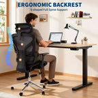 Chaise de bureau ergonomique à dossier haut en maille, noire/grise pour 1 personne