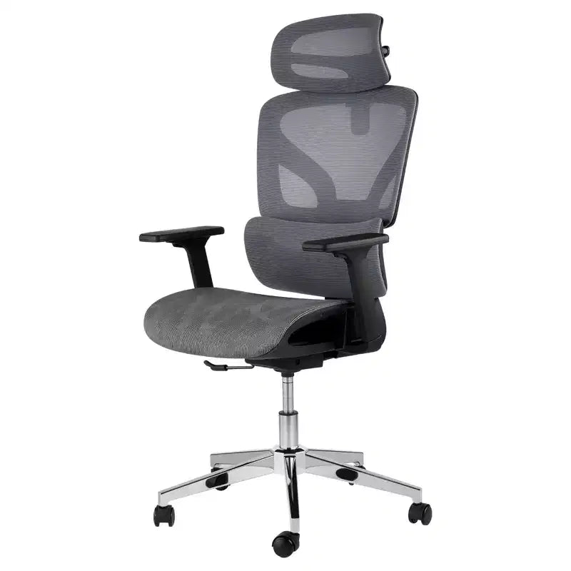 Chaise de bureau ergonomique à dossier haut en maille, noire/grise pour 1 personne