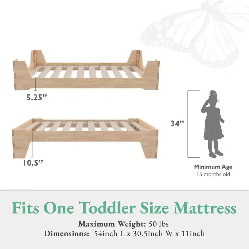 Lit de sol et lit surélevé 2-en-1 pour enfant en bois naturel / blanc, 1 enfant