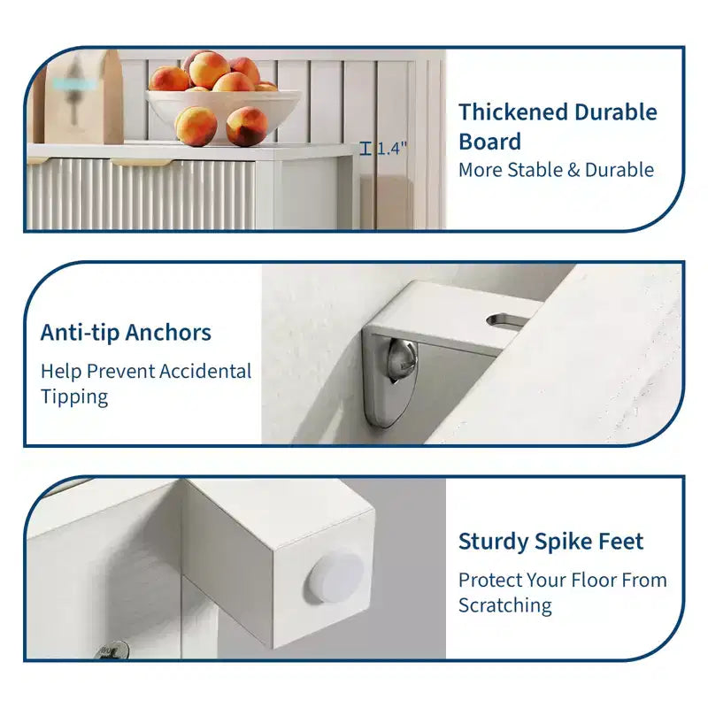 Buffet 4 portes Chêne / Blanc avec étagères réglables – 1 Unité