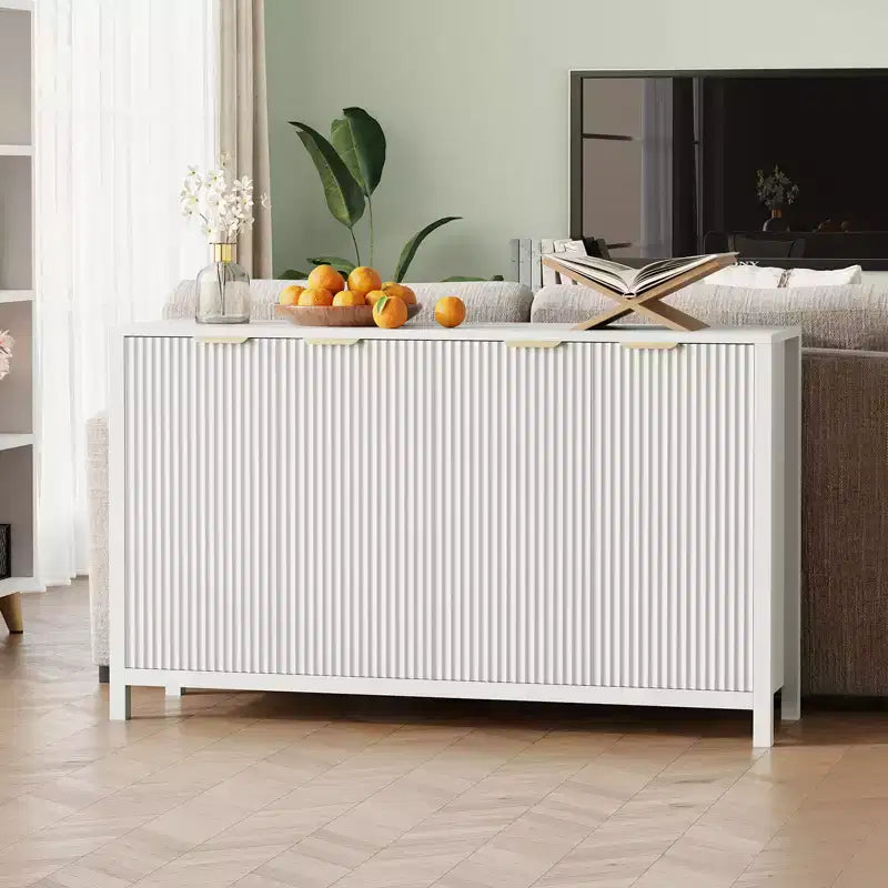 Buffet 4 portes Chêne / Blanc avec étagères réglables – 1 Unité