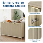 Buffet 4 portes Chêne / Blanc avec étagères réglables – 1 Unité