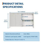 Buffet 4 portes Chêne / Blanc avec étagères réglables – 1 Unité