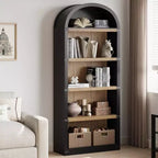Étagère à 5 niveaux arquée, Noir/Brun/Blanc, Simple, 182 cm de hauteur