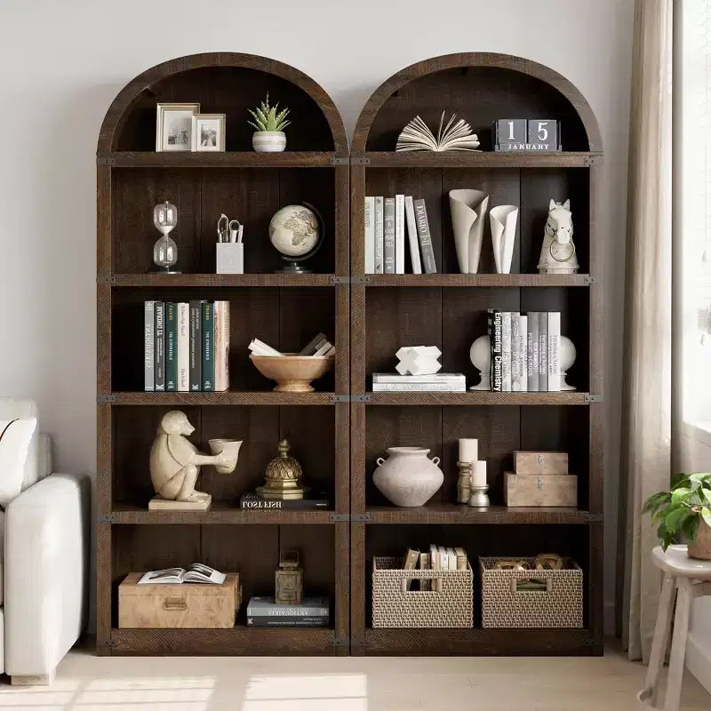 Étagère à 5 niveaux arquée, Noir/Brun/Blanc, Simple, 182 cm de hauteur