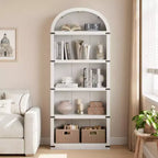 Étagère à 5 niveaux arquée, Noir/Brun/Blanc, Simple, 182 cm de hauteur