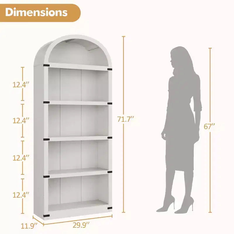 Étagère à 5 niveaux arquée, Noir/Brun/Blanc, Simple, 182 cm de hauteur