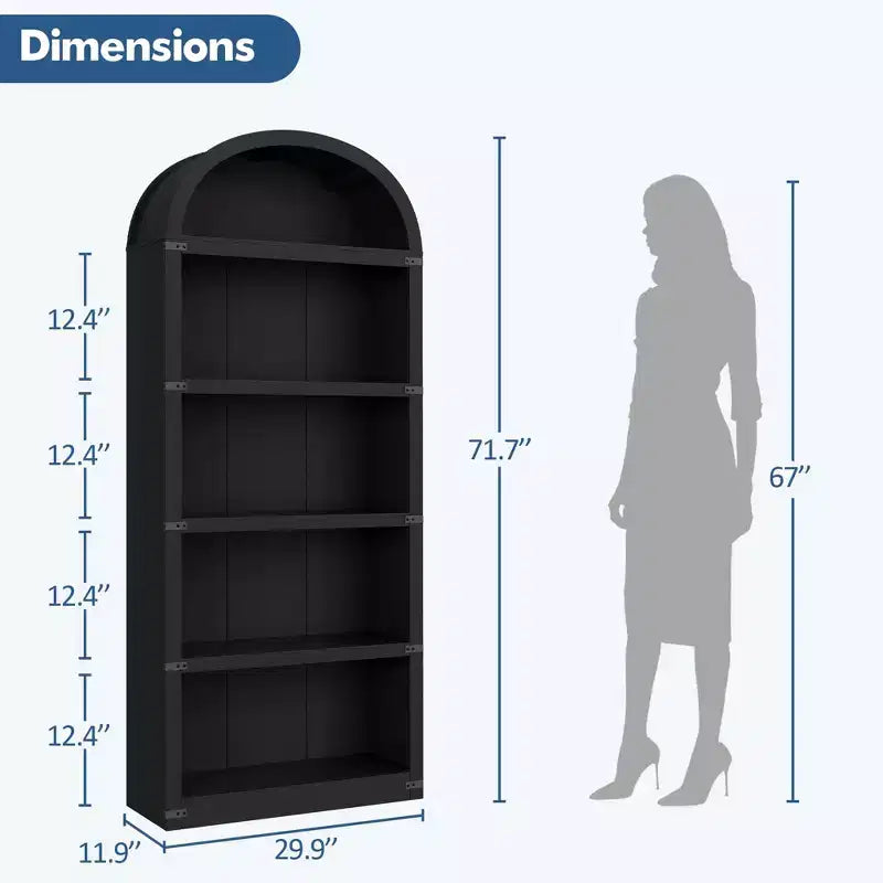 Étagère à 5 niveaux arquée, Noir/Brun/Blanc, Simple, 182 cm de hauteur