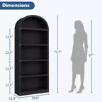 Étagère à 5 niveaux arquée, Noir/Brun/Blanc, Simple, 182 cm de hauteur