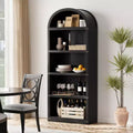 Bookcase 5 Shelf Arched Bookshelf 71.65in Tall Bookcase Farmhouse Display Storage Rack Wooden Bookshelves for Home Office, Living Room