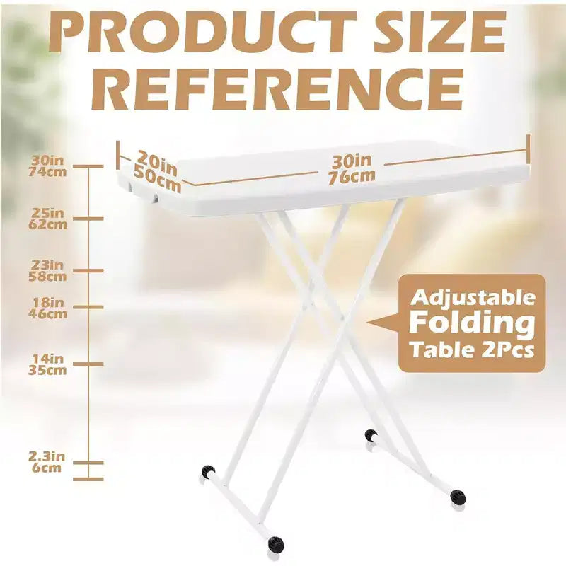 Table pliante noire, réglable en hauteur, structure métallique, 1 personne