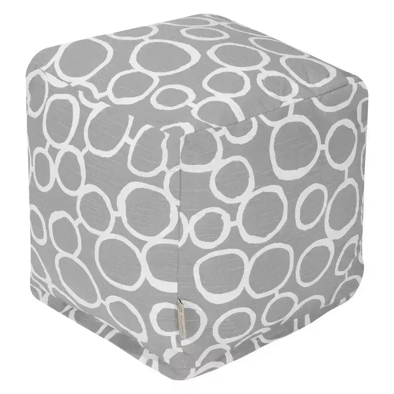 Pouf cube carré noir/gris/bleu marine/jaune – Rembourré, 1 personne