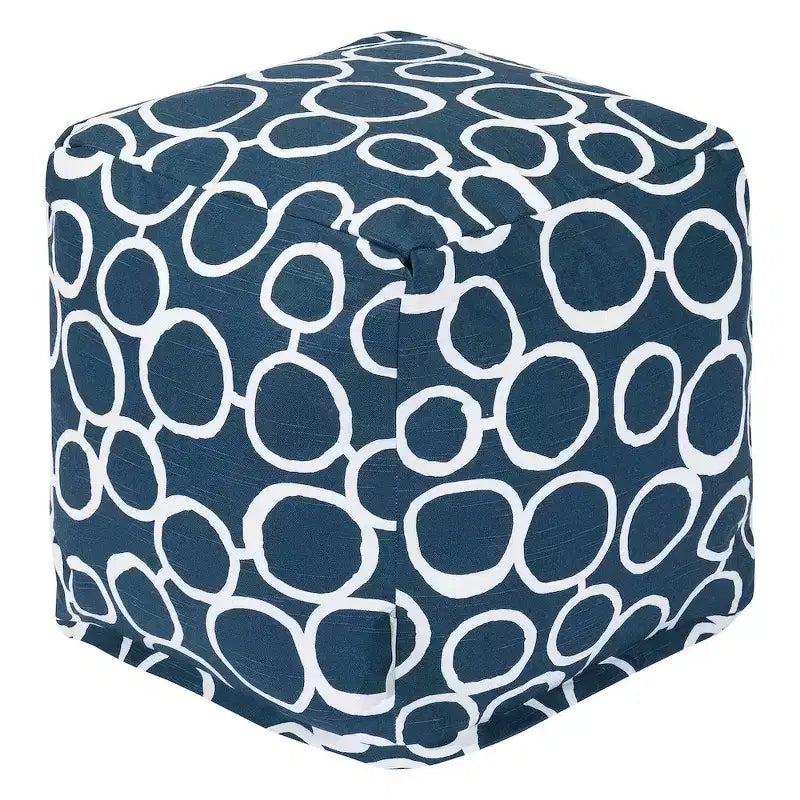 Pouf cube carré noir/gris/bleu marine/jaune – Rembourré, 1 personne