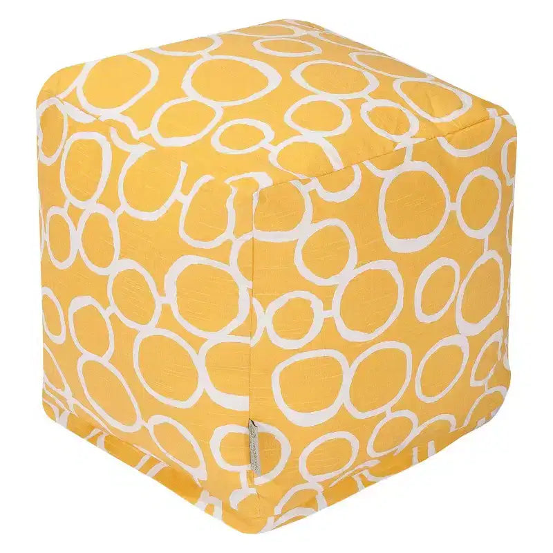 Pouf cube carré noir/gris/bleu marine/jaune – Rembourré, 1 personne