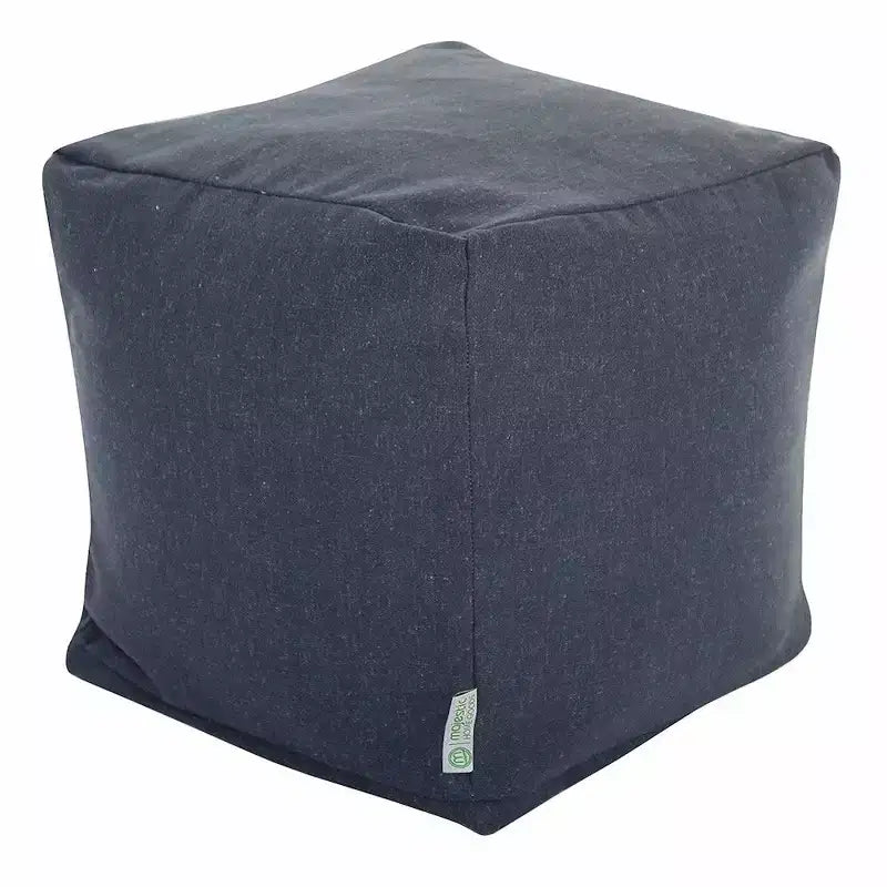 Pouf Carré en Lin Gris / Magnolia / Bleu Marine – Simple