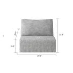 Fauteuil d'appoint en velours côtelé gris, rembourré, 1 place