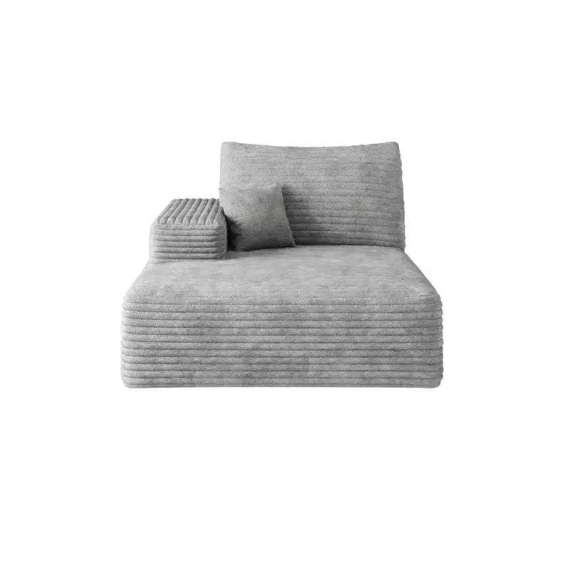 Fauteuil d'appoint en velours côtelé gris, rembourré, 1 place