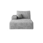 Fauteuil d'appoint en velours côtelé gris, rembourré, 1 place