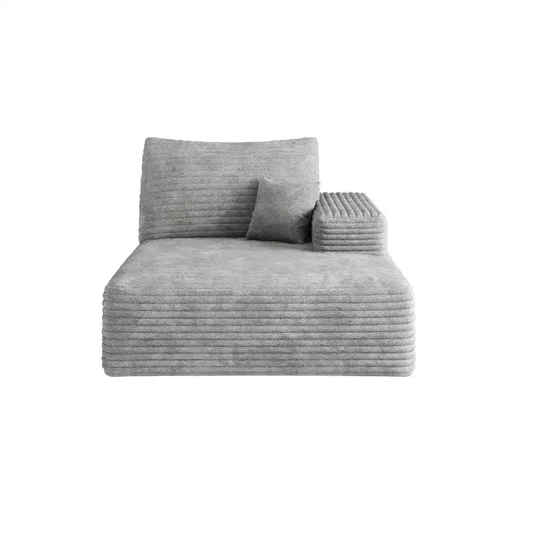 Fauteuil d'appoint en velours côtelé gris, rembourré, 1 place