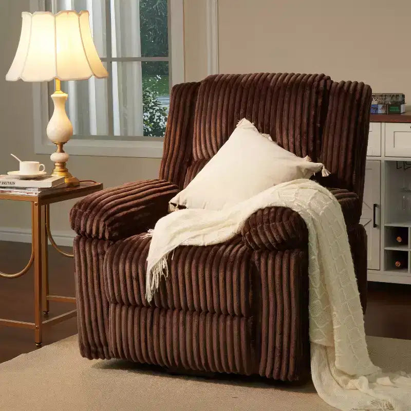 Fauteuil inclinable manuel en velours côtelé avec accoudoirs, simple, plusieurs coloris